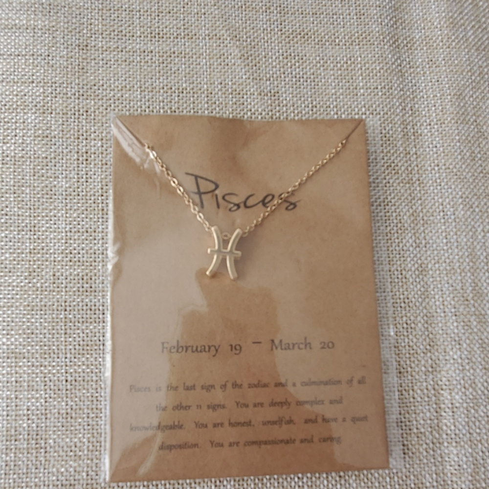 Pisces astrological sign gold necklace